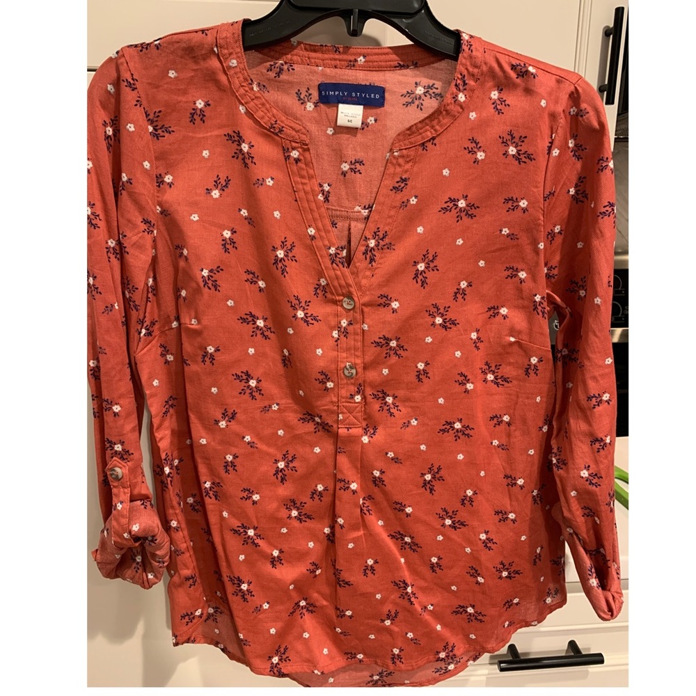 Red patterned tunic